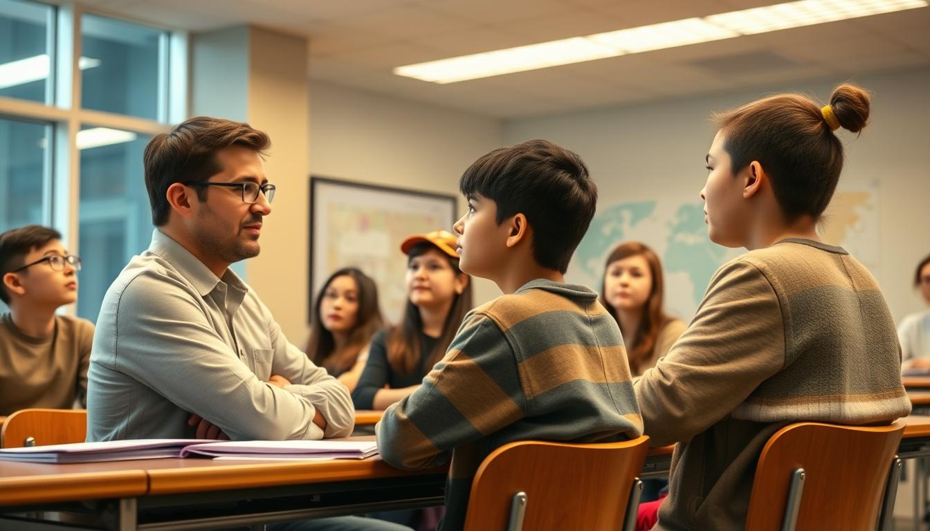 Student using a study guide to organize academic notes